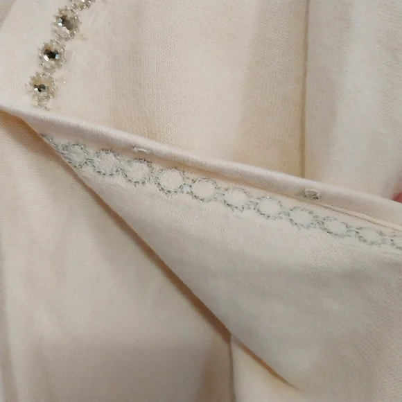 Liz & Co. Women's Size Medium Yellow Embellished Long Sleeve Cardigan - Picture 7 of 11